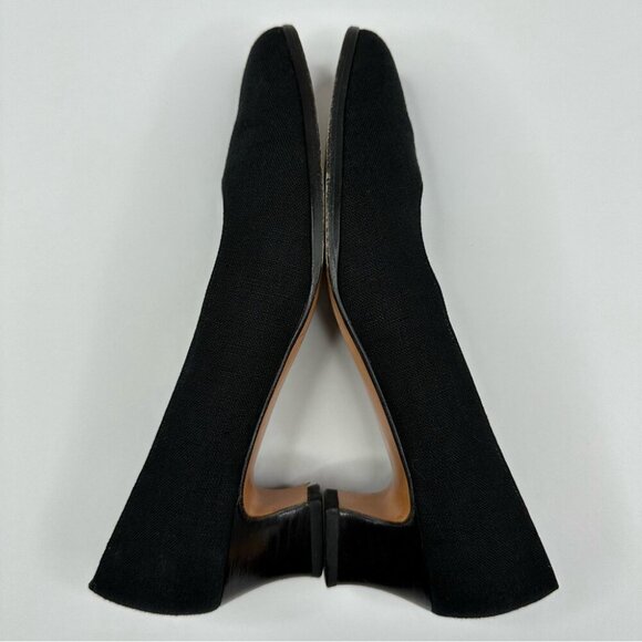 Salvatore Ferragamo Women’s Black Canvas Block Heel Designer Heels US 6.5 AA - Picture 7 of 16